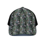 Vintage Tropical Floral Print Black Mesh Trucker Cap