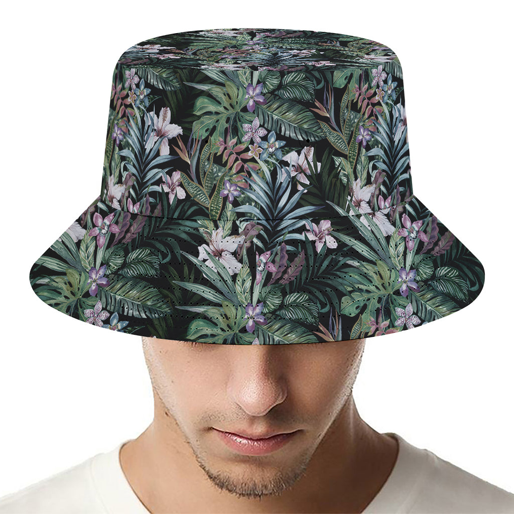 Vintage Tropical Floral Print Bucket Hat
