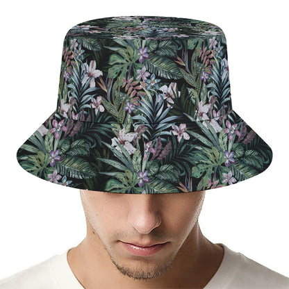 Vintage Tropical Floral Print Bucket Hat