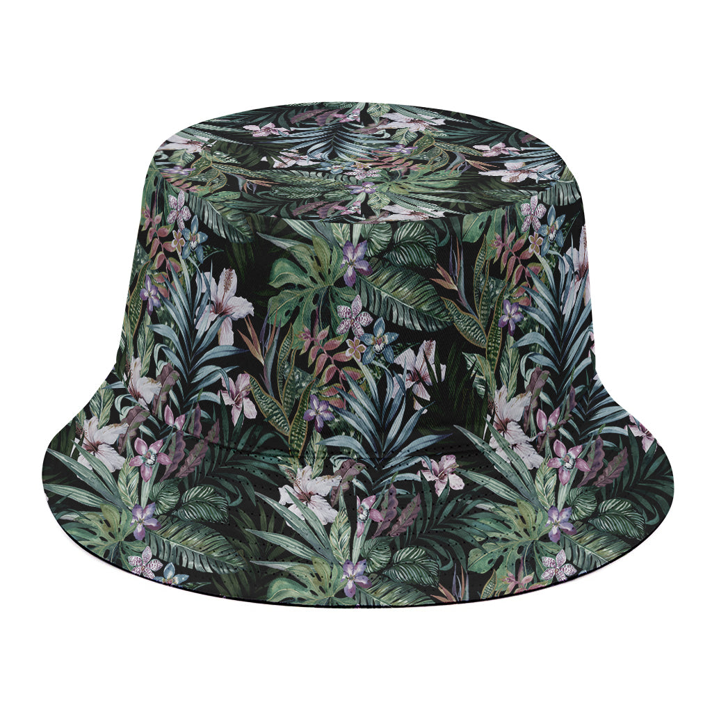 Vintage Tropical Floral Print Bucket Hat