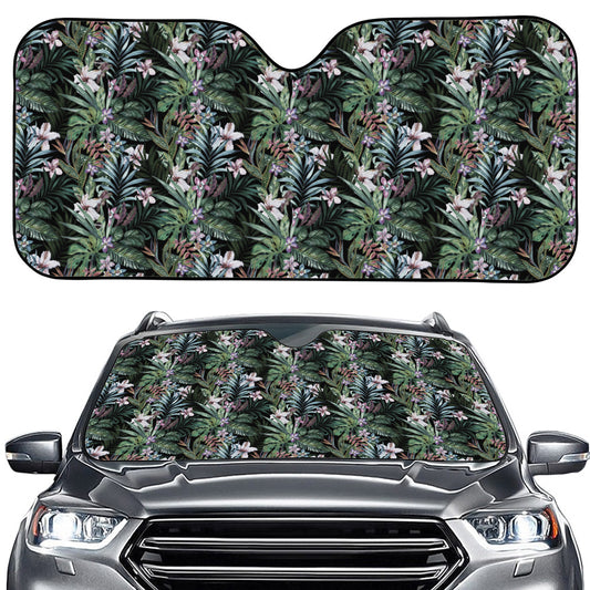 Vintage Tropical Floral Print Car Windshield Sun Shade