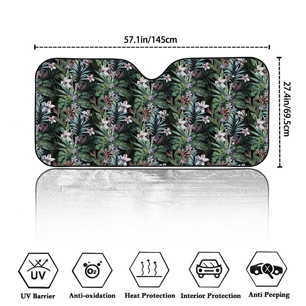 Vintage Tropical Floral Print Car Windshield Sun Shade