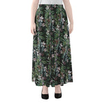 Vintage Tropical Floral Print Chiffon Maxi Skirt