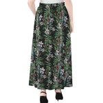 Vintage Tropical Floral Print Chiffon Maxi Skirt