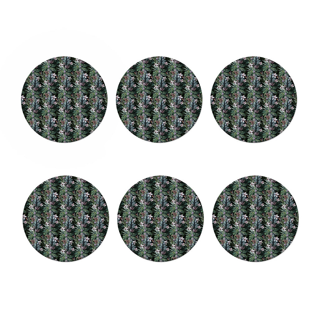 Vintage Tropical Floral Print Coaster Set