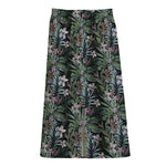 Vintage Tropical Floral Print Cotton Front Slit Maxi Skirt