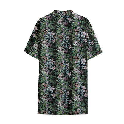 Vintage Tropical Floral Print Cotton Hawaiian Shirt