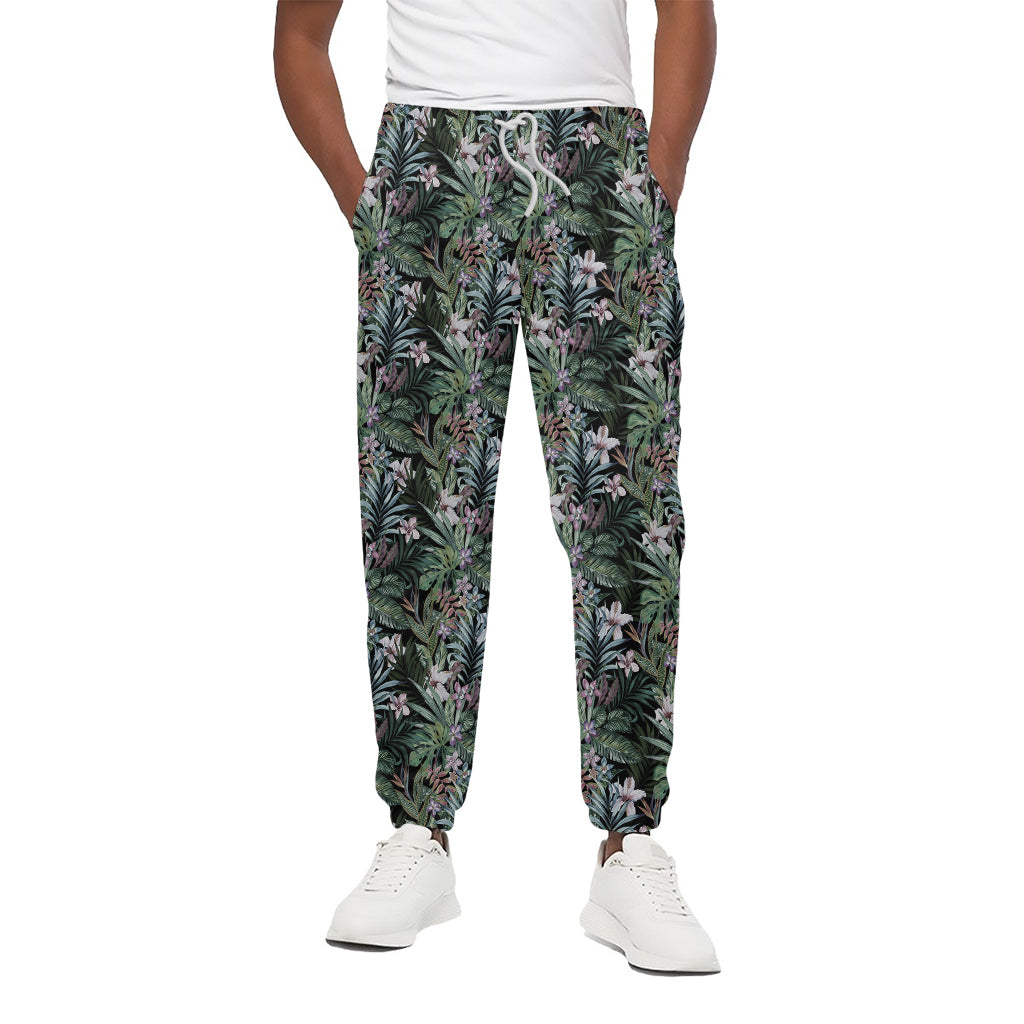 Vintage Tropical Floral Print Cotton Pants