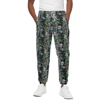 Vintage Tropical Floral Print Cotton Pants