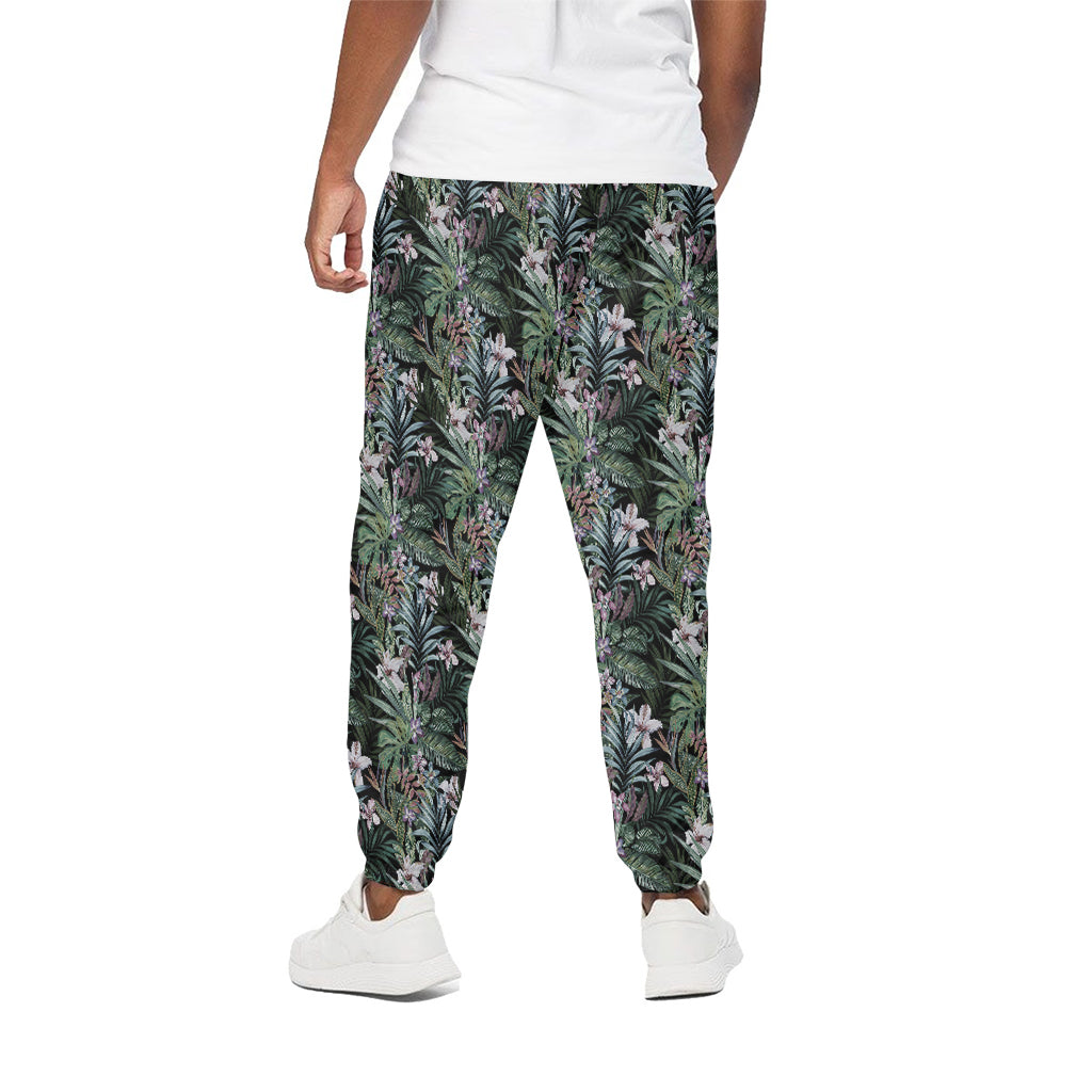 Vintage Tropical Floral Print Cotton Pants