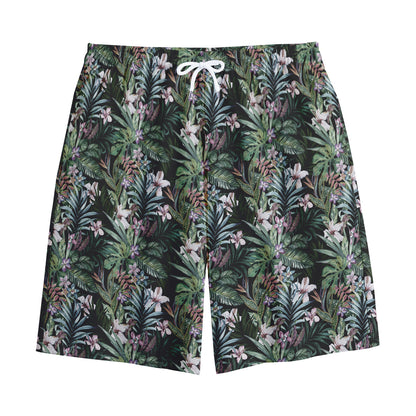 Vintage Tropical Floral Print Cotton Shorts
