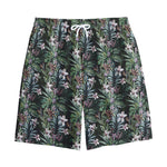 Vintage Tropical Floral Print Cotton Shorts