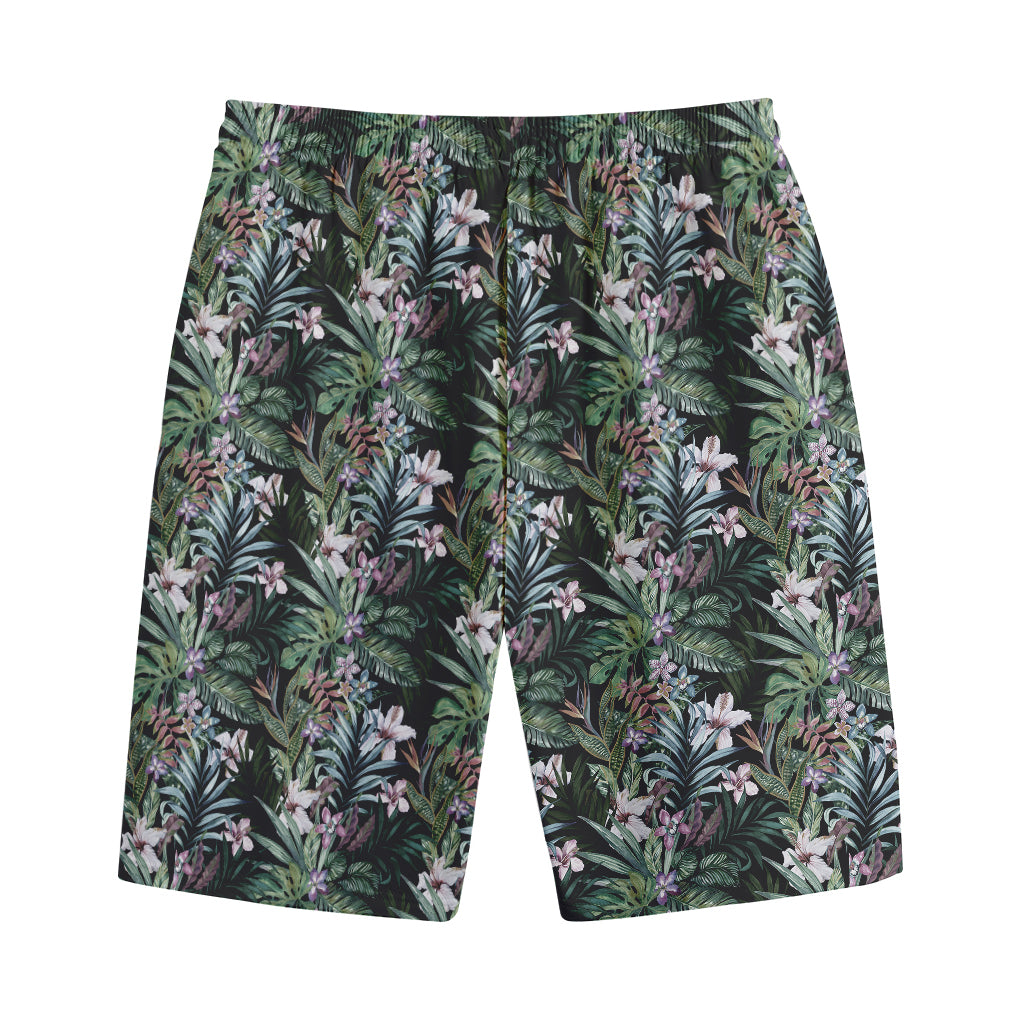 Vintage Tropical Floral Print Cotton Shorts