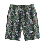 Vintage Tropical Floral Print Cotton Shorts