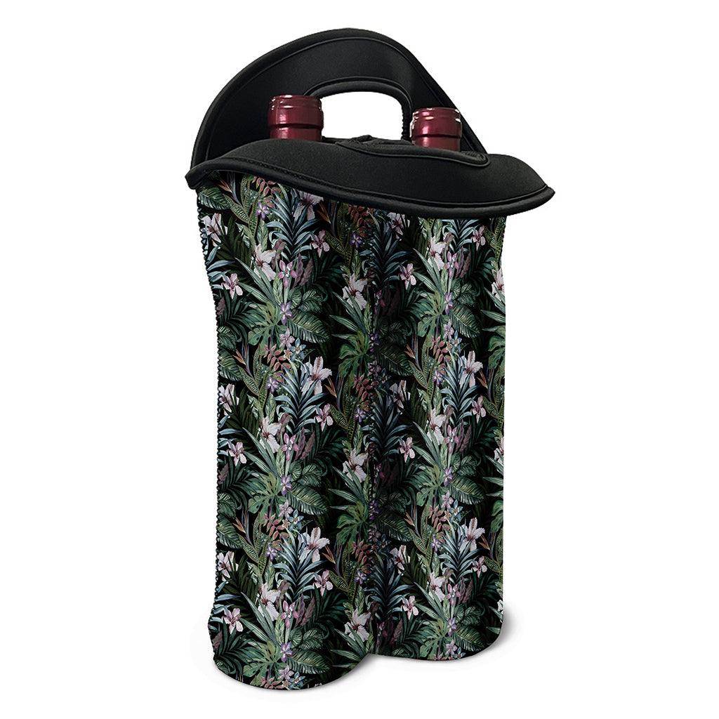 Vintage Tropical Floral Print Double Neoprene Wine Tote