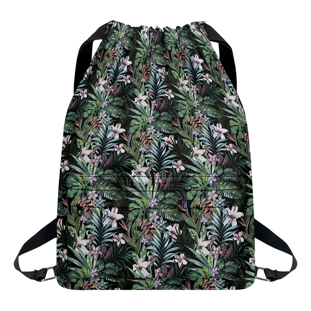 Vintage Tropical Floral Print Drawstring Backpack