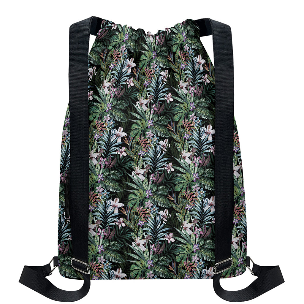 Vintage Tropical Floral Print Drawstring Backpack