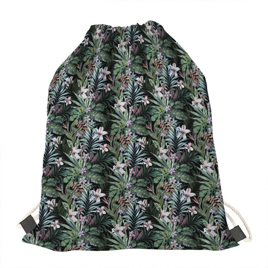 Vintage Tropical Floral Print Drawstring Bag