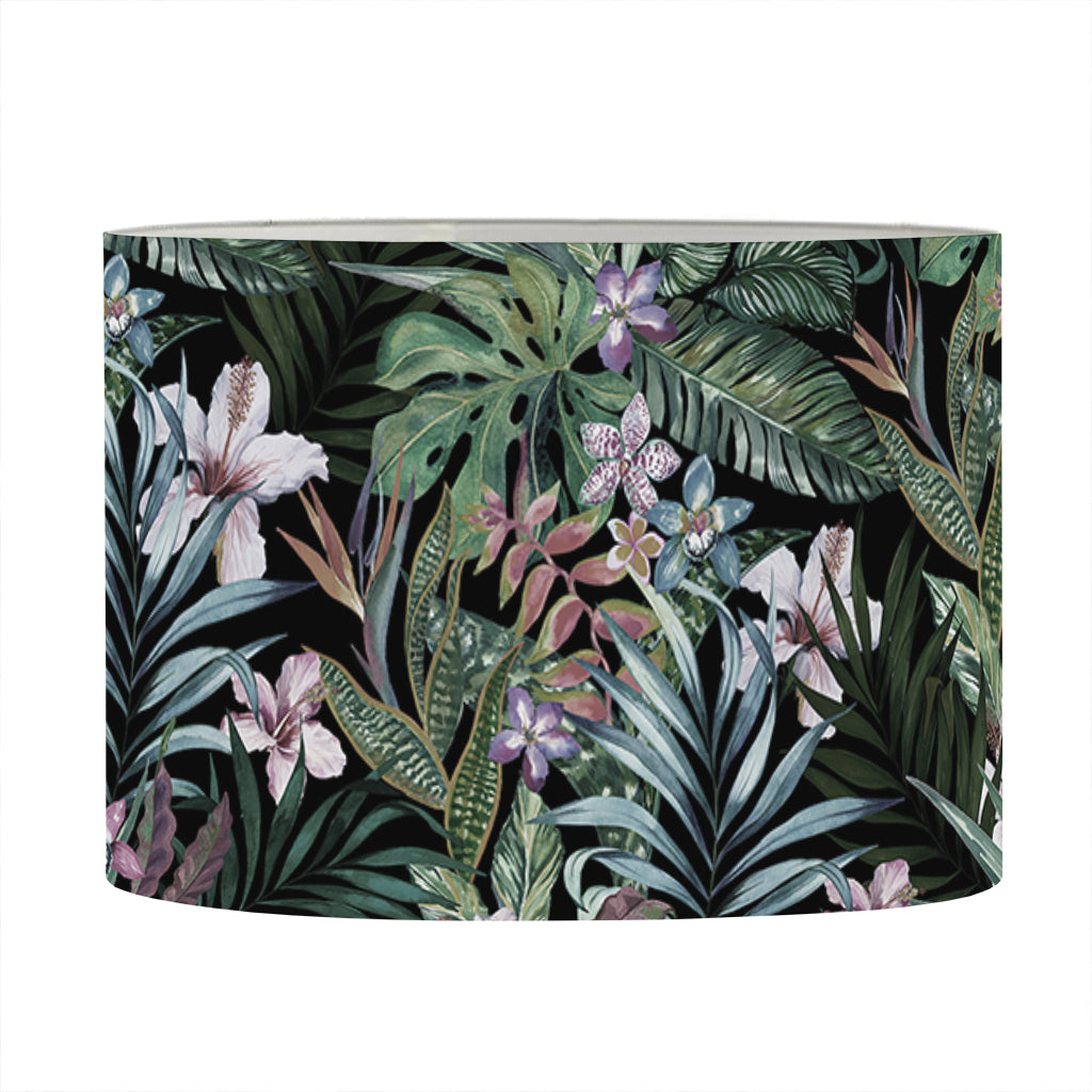 Vintage Tropical Floral Print Drum Lamp Shade