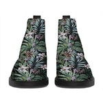 Vintage Tropical Floral Print Flat Ankle Boots