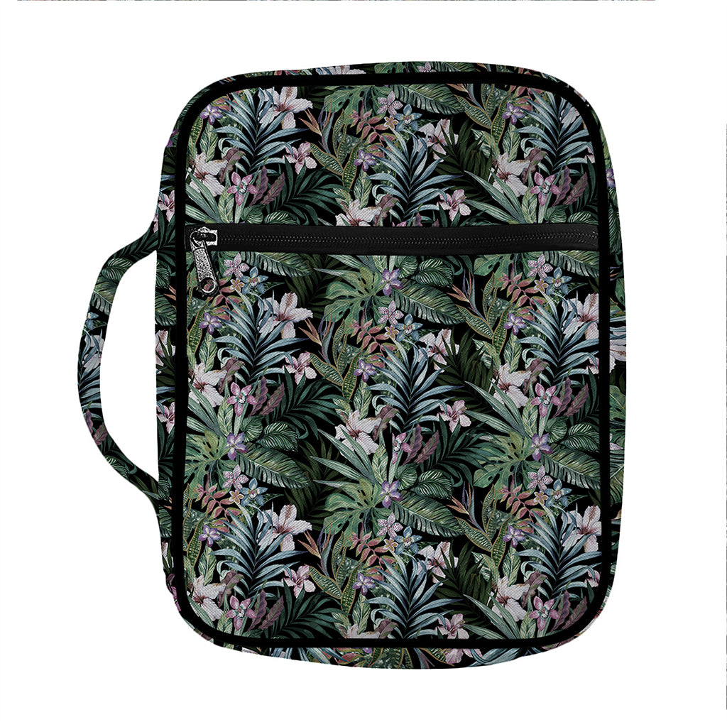 Vintage Tropical Floral Print Front Pocket Bible Bag
