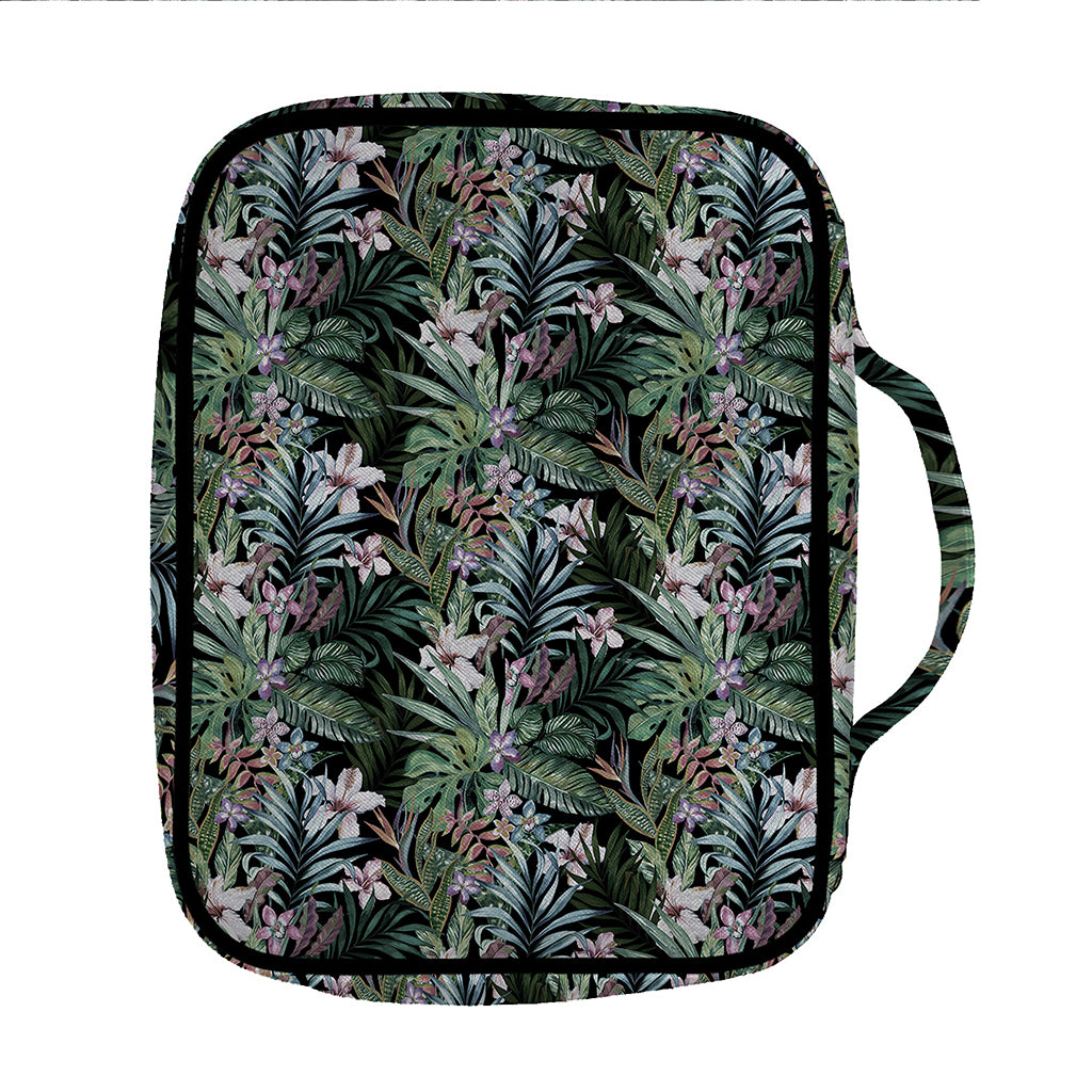Vintage Tropical Floral Print Front Pocket Bible Bag