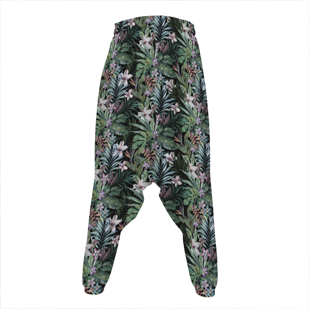 Vintage Tropical Floral Print Hammer Pants