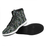 Vintage Tropical Floral Print High Top Leather Sneakers
