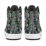Vintage Tropical Floral Print High Top Leather Sneakers