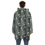 Vintage Tropical Floral Print Hoodie Blanket