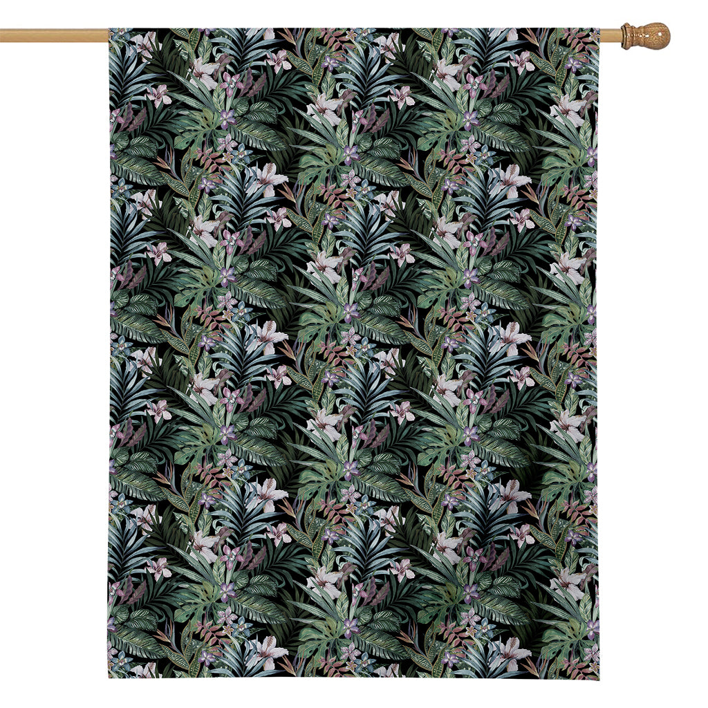 Vintage Tropical Floral Print House Flag