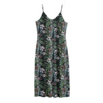 Vintage Tropical Floral Print Jersey Midi Cami Dress