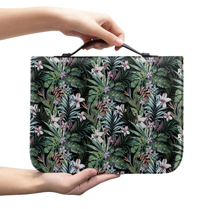 Vintage Tropical Floral Print Leather Bible Cover