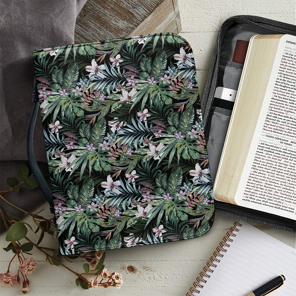 Vintage Tropical Floral Print Leather Bible Cover