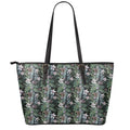 Vintage Tropical Floral Print Leather Tote Bag With Zipper