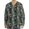 Vintage Tropical Floral Print Long Sleeve Baseball Jersey