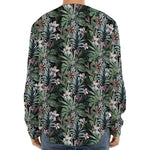 Vintage Tropical Floral Print Long Sleeve Baseball Jersey
