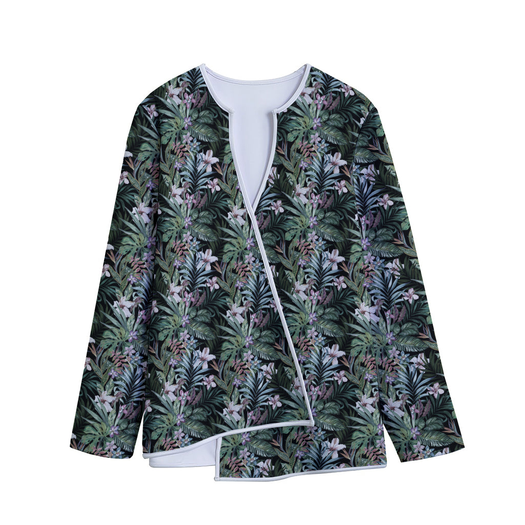 Vintage Tropical Floral Print Long Sleeve Short Coat