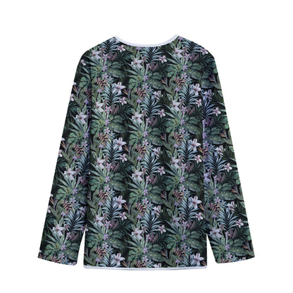 Vintage Tropical Floral Print Long Sleeve Short Coat
