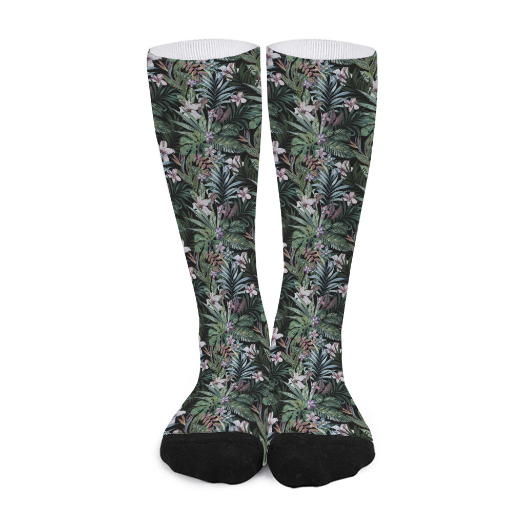 Vintage Tropical Floral Print Long Socks