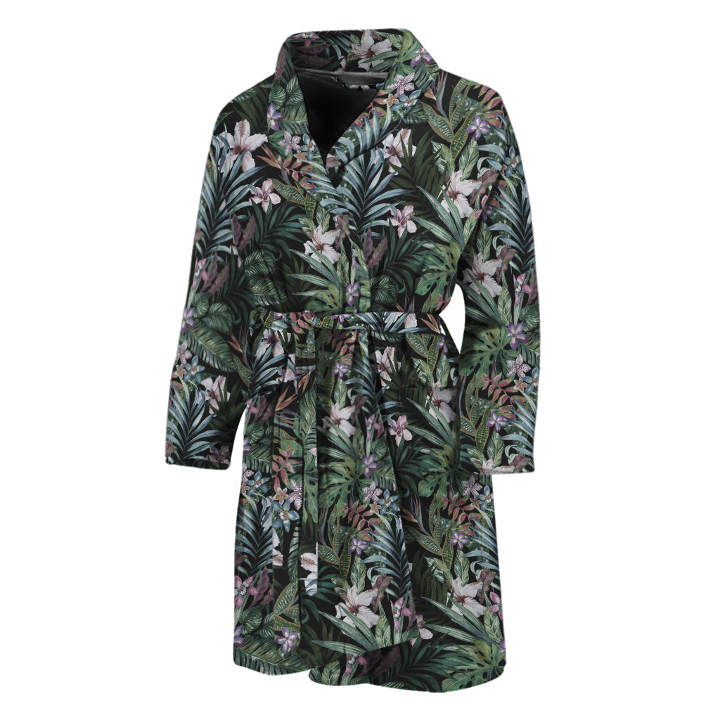 Vintage Tropical Floral Print Men's Bathrobe