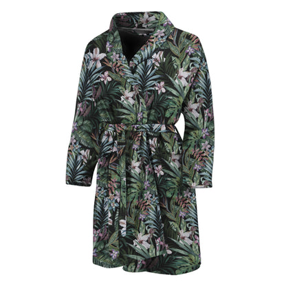 Vintage Tropical Floral Print Men's Bathrobe