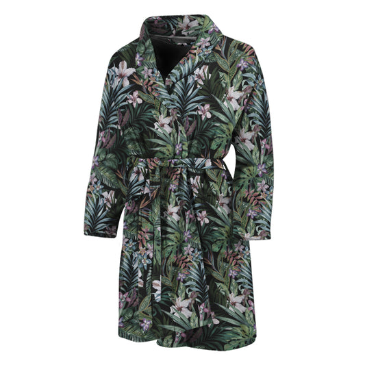 Vintage Tropical Floral Print Men's Bathrobe