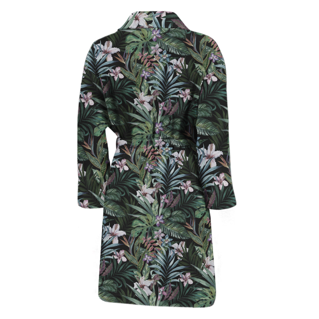 Vintage Tropical Floral Print Men's Bathrobe