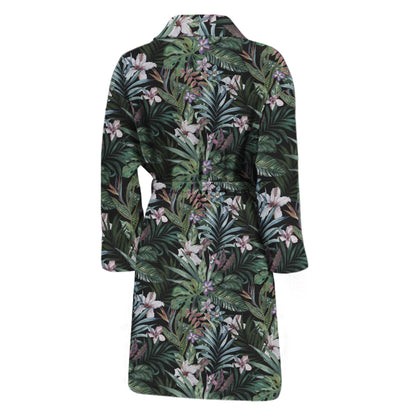 Vintage Tropical Floral Print Men's Bathrobe