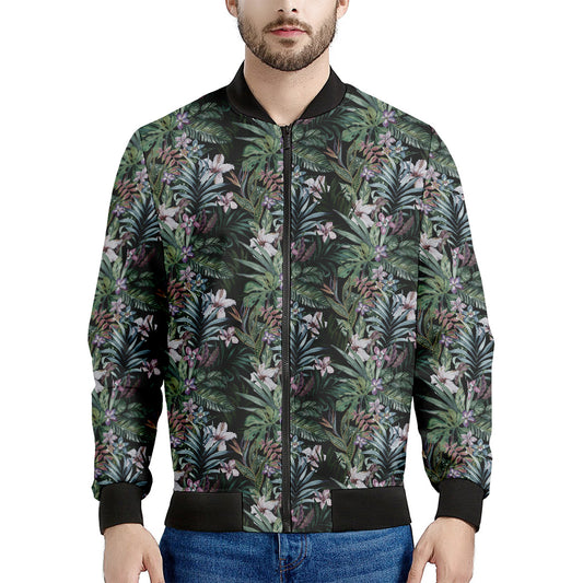Vintage Tropical Floral Print Men's Bomber Jacket