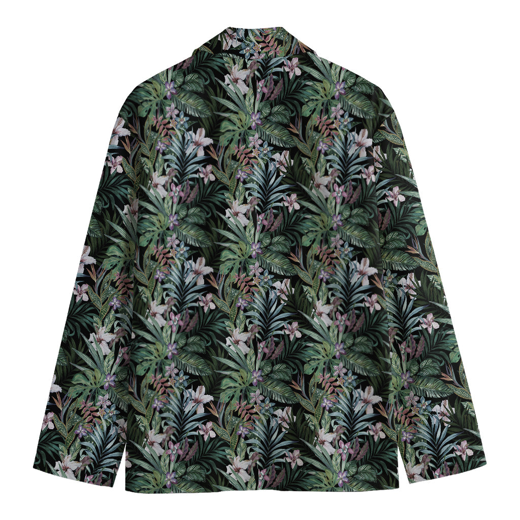 Vintage Tropical Floral Print Men's Cotton Blazer