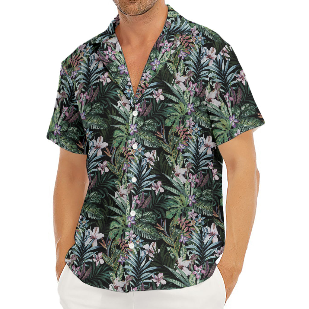 Vintage Tropical Floral Print Men's Deep V-Neck Shirt