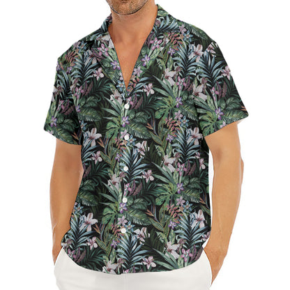 Vintage Tropical Floral Print Men's Deep V-Neck Shirt