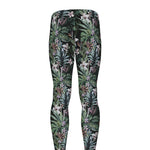 Vintage Tropical Floral Print Men's leggings